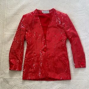 Vintage Red Sequined Blazer